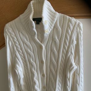 Lauren Ralph Lauren Cable Knit Button Down Sweater